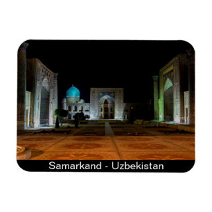 Íman Samarkand, Uzbequistão - praça Registan à noite