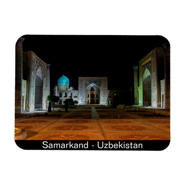 Íman Samarkand, Uzbequistão - praça Registan à noite (Horizontal)