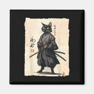 Íman Samurai Cat Anime Japonês Gato De Gato Engraçado P