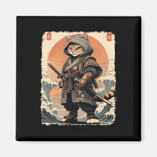Íman Samurai Cat Katana Cheio Guerreiro Guerreiro do Ex