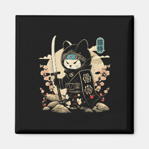 Íman Samurai Cat Tattoo Kawaii Ninja Cat _1