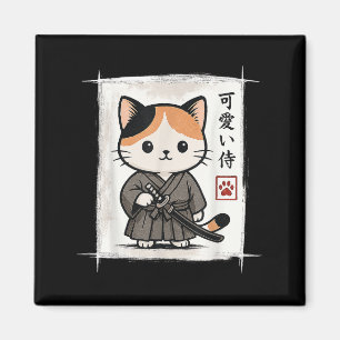 Íman Samurai Kitten Anime Japonês Kawaii Gatos Engraçad