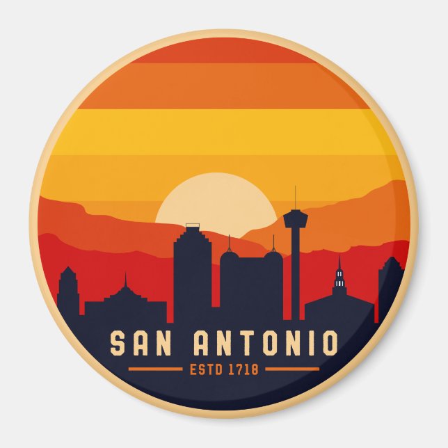 Íman San Antonio Texas Skyline Cityscape Souvenir (Frente)