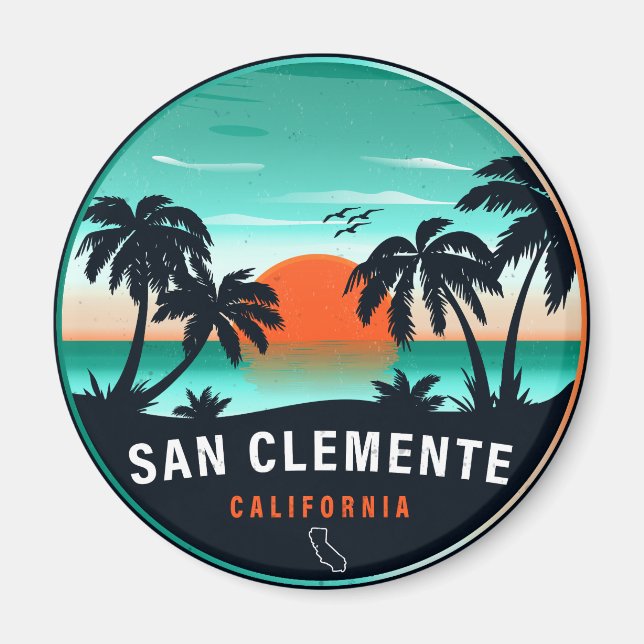 Íman San Clemente California Retro Sunset Souvenirs 80s (Frente)