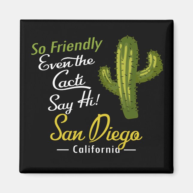 Íman San Diego Cactus — Retro Engraçado (Frente)