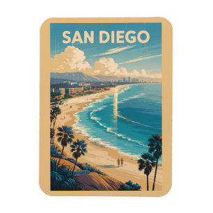 Íman San Diego California Skyline Viagem Art Vintage