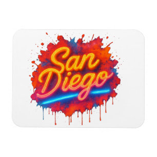 Íman San Diego Neon Street Art - Script Retro Colorido