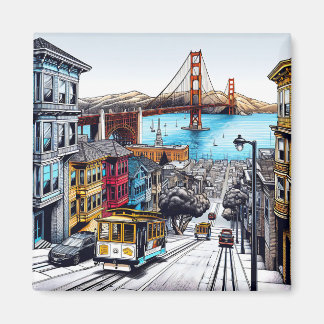 Íman San Francisco, California Quic Book Style Art