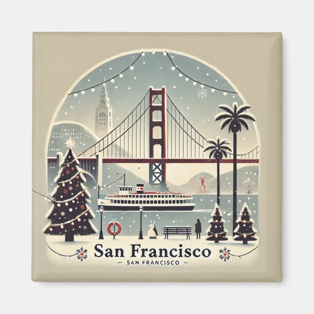 Íman San Francisco Christmas - Ponte Ouro Gate (Frente)