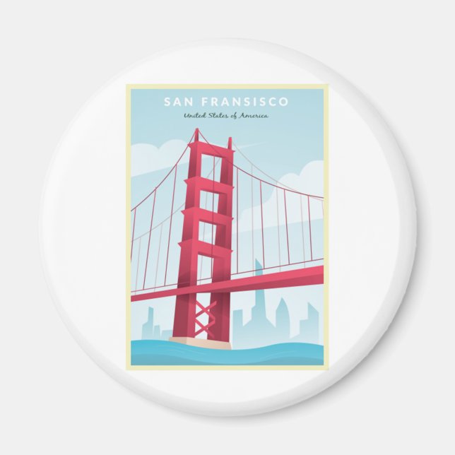 Íman San Fransisco, EUA - Poster de Viagens vintage (Frente)