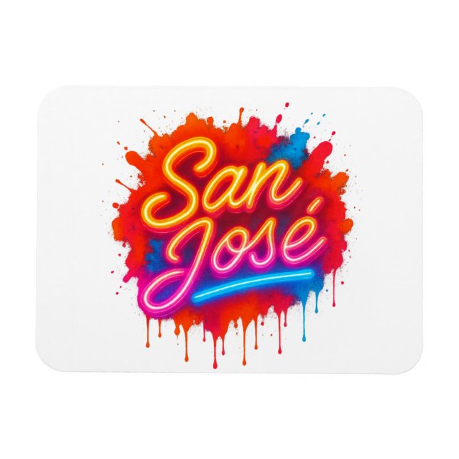Íman San José Retro Neon Script Street Splash (Horizontal)