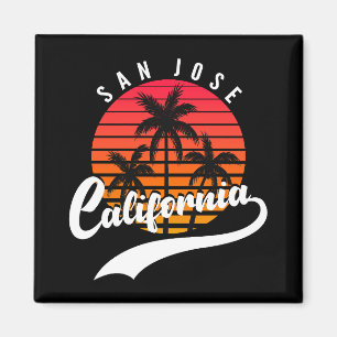 Íman San Jose Retro Sunset E Palmeiras Magnet