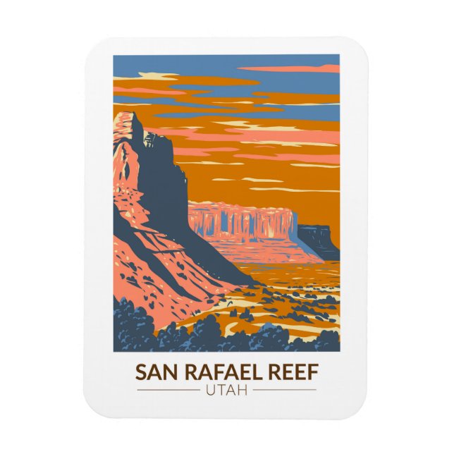 Íman San Rafael Reef Utah Viagem Art Vintage (Vertical)