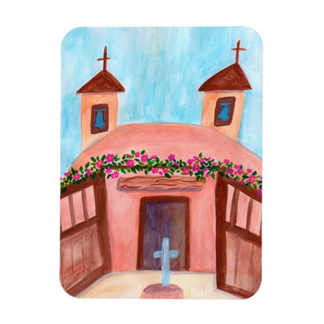 Íman Sanctuario de Chimayo Watercolor Novo México (Vertical)
