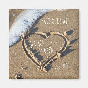 Íman Sandy Beach Personalised Names Heart Salvar nossa