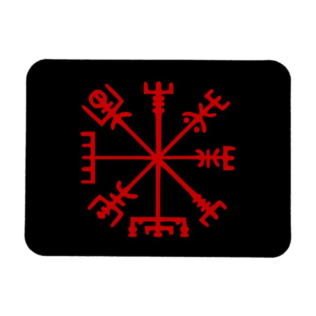 Íman Sangue Red Vegvísir (Viking Compass) (Horizontal)