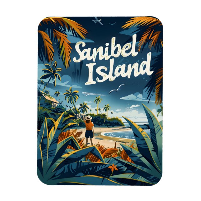 Íman Sanibel Island Beach Vintage (Vertical)