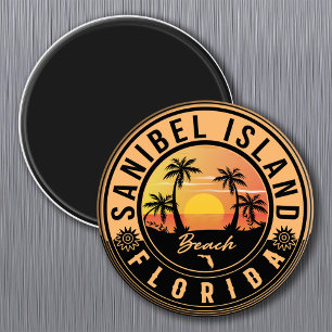 Íman Sanibel Island Retro Sunset Souvenirs