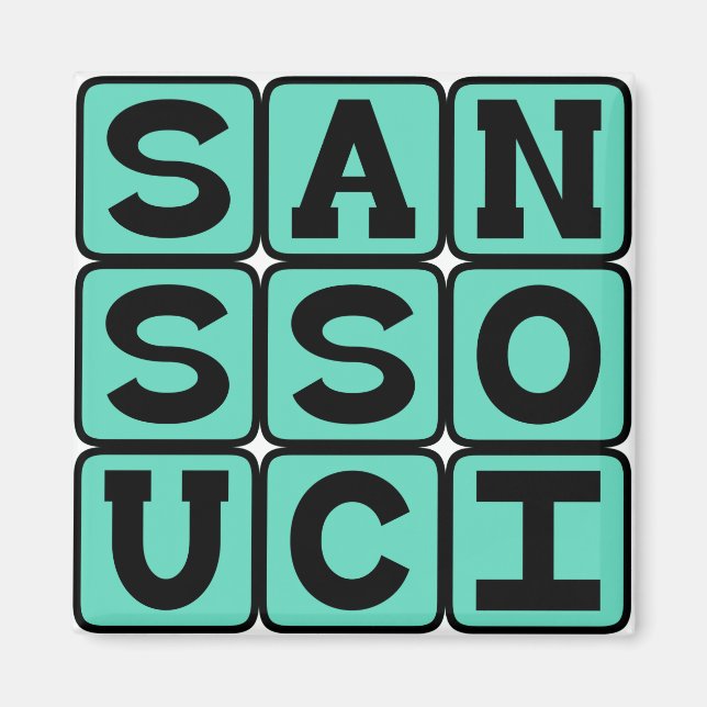 Íman Sans Souci, Sem Preocupações Frase Latina (Frente)