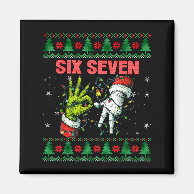 Íman Santa 67 Christmas Ugly Sweater Fingers Six Seven  (Frente)