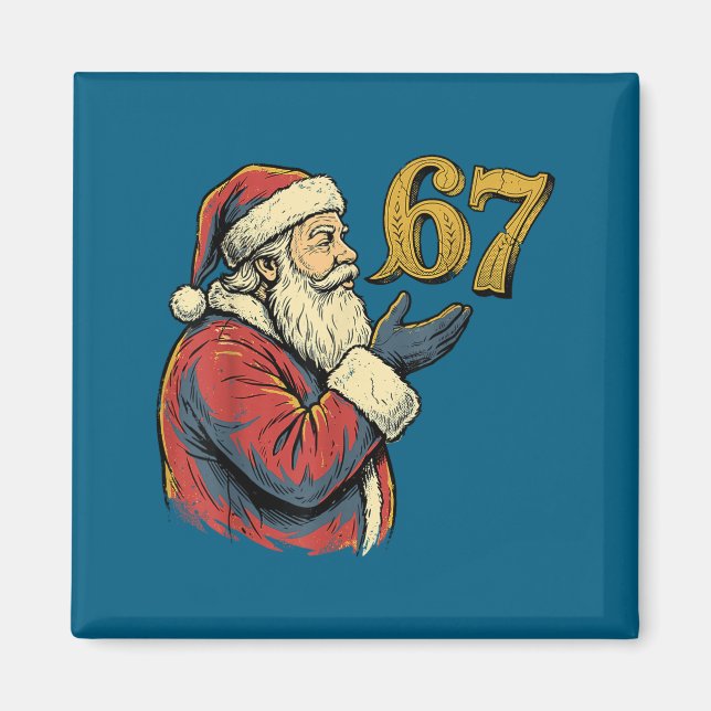 Íman Santa 67 Number Funny Christmas Meme Se  (Frente)