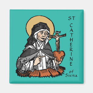Íman Santa Catarina de Siena com Coração com Crucifixo