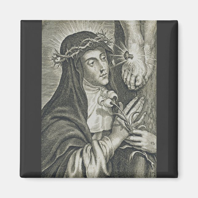 Íman Santa Catarina de Siena Crucificação Arte Noir Fé (Frente)