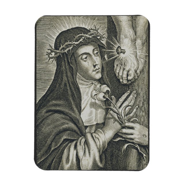 Íman Santa Catarina de Siena Crucificação Arte Noir Fé (Vertical)