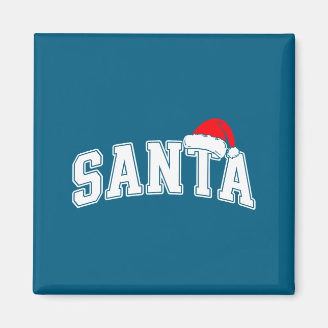 Íman Santa Christmas Varsity Text With Hat Family Xmas  (Frente)