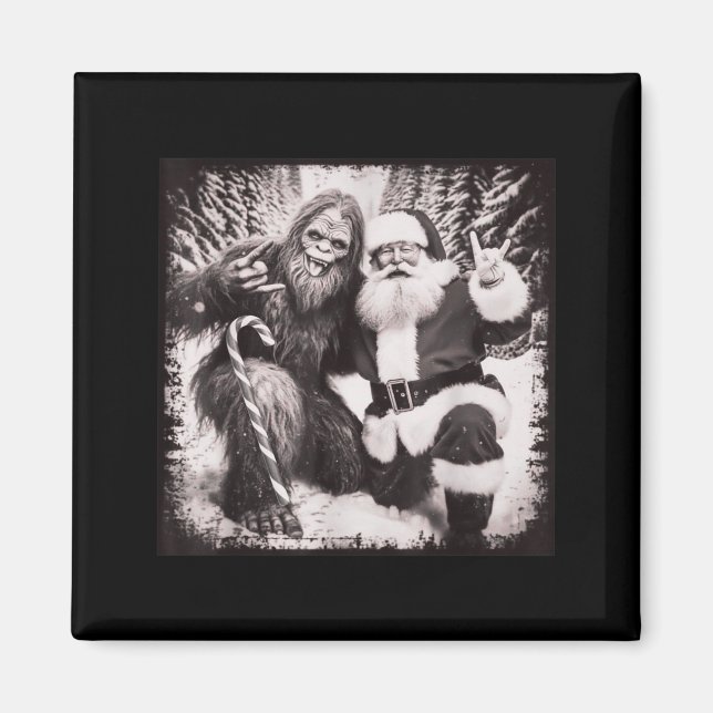 Íman Santa Claus And Sasquatch Bigfoot Funny Joyful Sno (Frente)