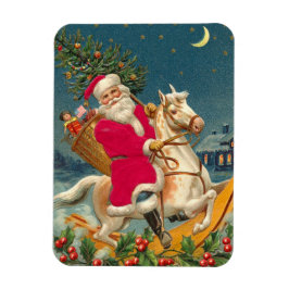Íman Santa Claus on a wooden horse