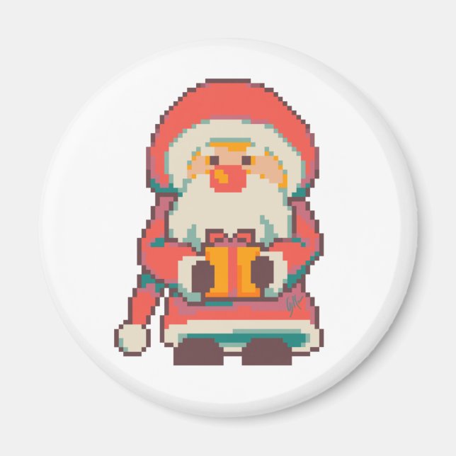 Íman Santa Claus Pixelart, Pixel Art  (Frente)