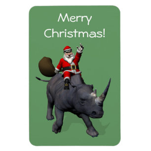 Íman Santa Claus Rides Rhino Rinocerontes
