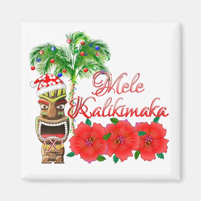 Íman Santa Claus Tiki Mele Kalikimaka (Frente)