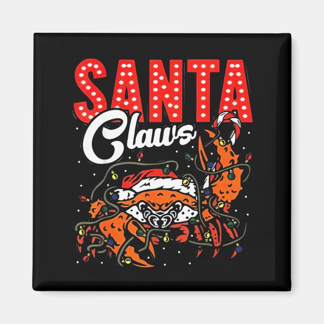 Íman Santa Claws Christmas Funny Crab Lights Holiday Ca (Frente)