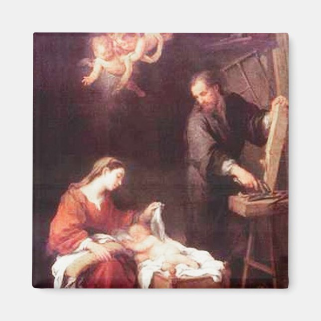 Íman Santa Família com anjos e ímã de vinheta (Frente)