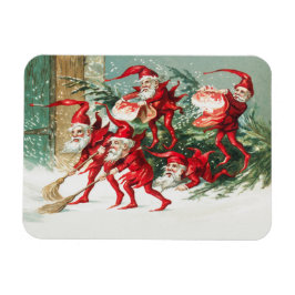 Íman Santa gnomes sweeping snow