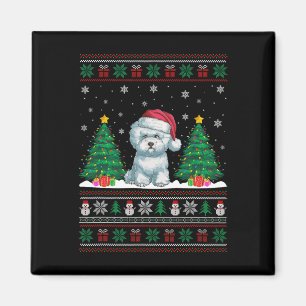 Íman Santa Hat Bichon Frise Cog Xmas Tree Luzes Feias
