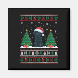 Íman Santa Hat Black Labrador Dog Xmas Tree Luzes Feias