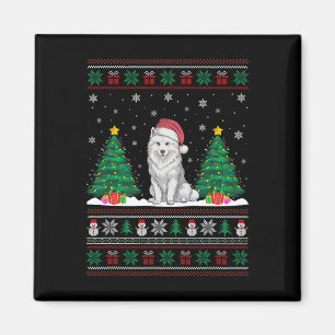 Íman Santa Hat Cachorro Samoyed Árvore De Natal Luzes F