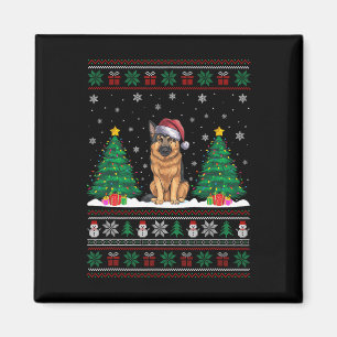 Íman Santa Hat German shepherd Cachorro Natal Luzes De
