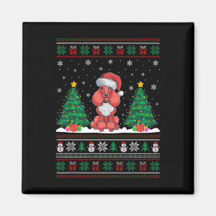 Íman Santa Hat Poodle Cão Árvore de Natal Luzes Feias