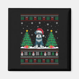 Íman Santa Hat Schnauzer Cachorro Árvore de Natal Luzes
