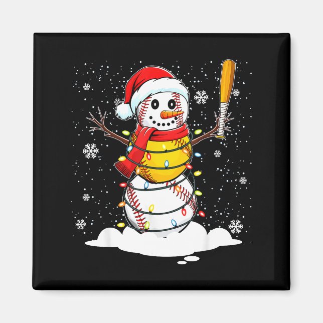 Íman Santa Hat Snowman Xmas Funny Baseball Softball Chr (Frente)