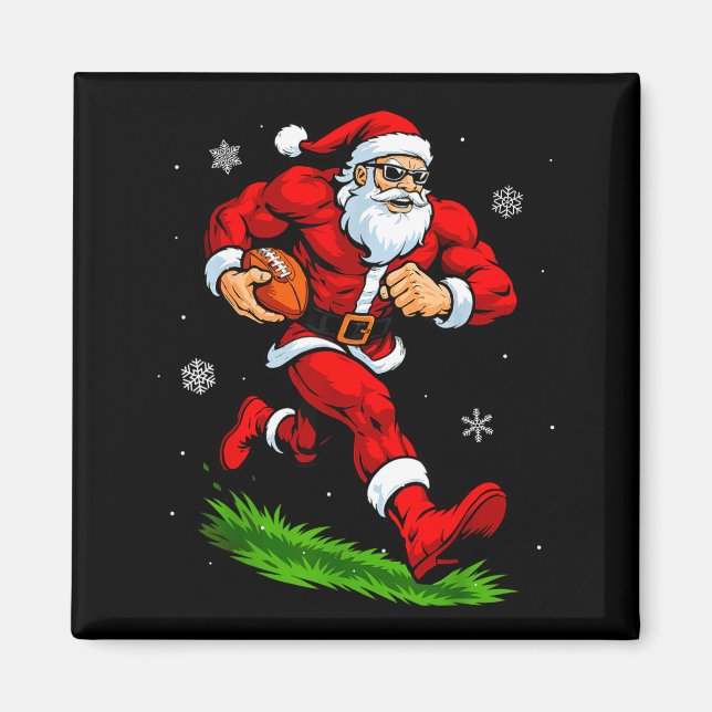 Íman Santa Playing Football Xmas Funny Christmas Footba (Frente)