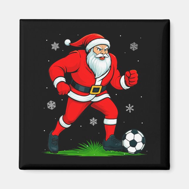 Íman Santa Playing Soccer Xmas Funny Christmas Soccer S (Frente)