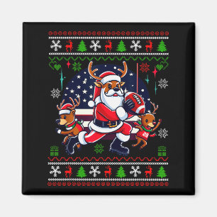 Íman Santa Reno Brinca Futebol Americano Ugly Christm