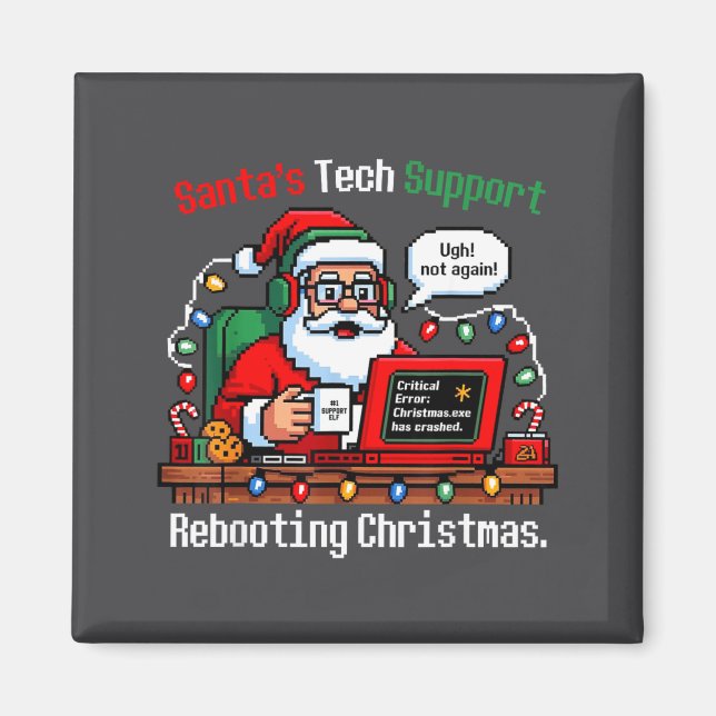 Íman Santa s Support Tech Rebooting IT Computer Meme (Frente)