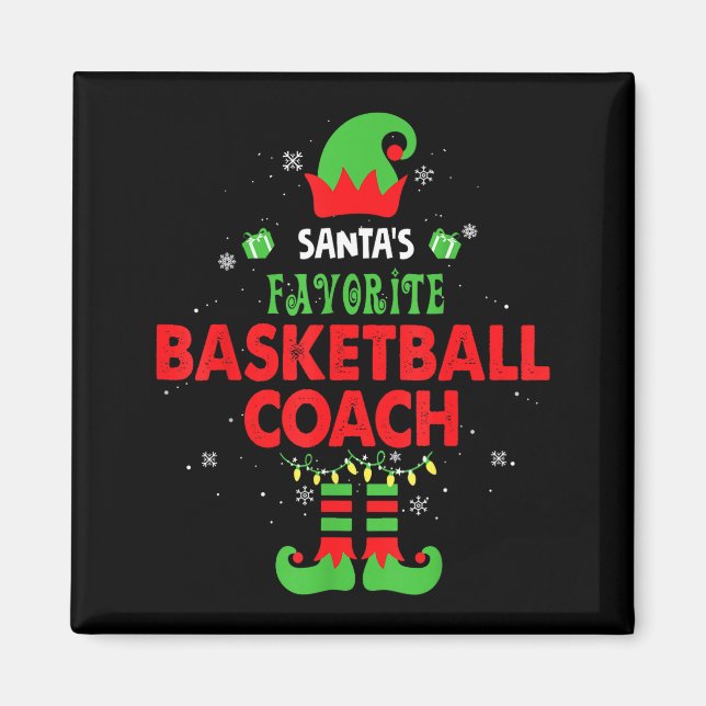 Íman Santa's Favorite Basketball Coach Funny Elf Family (Frente)