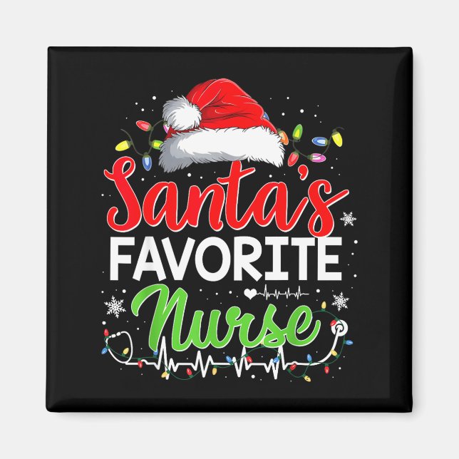 Íman Santa's Favorite Nurse Funny Christmas Nurse Xmas  (Frente)